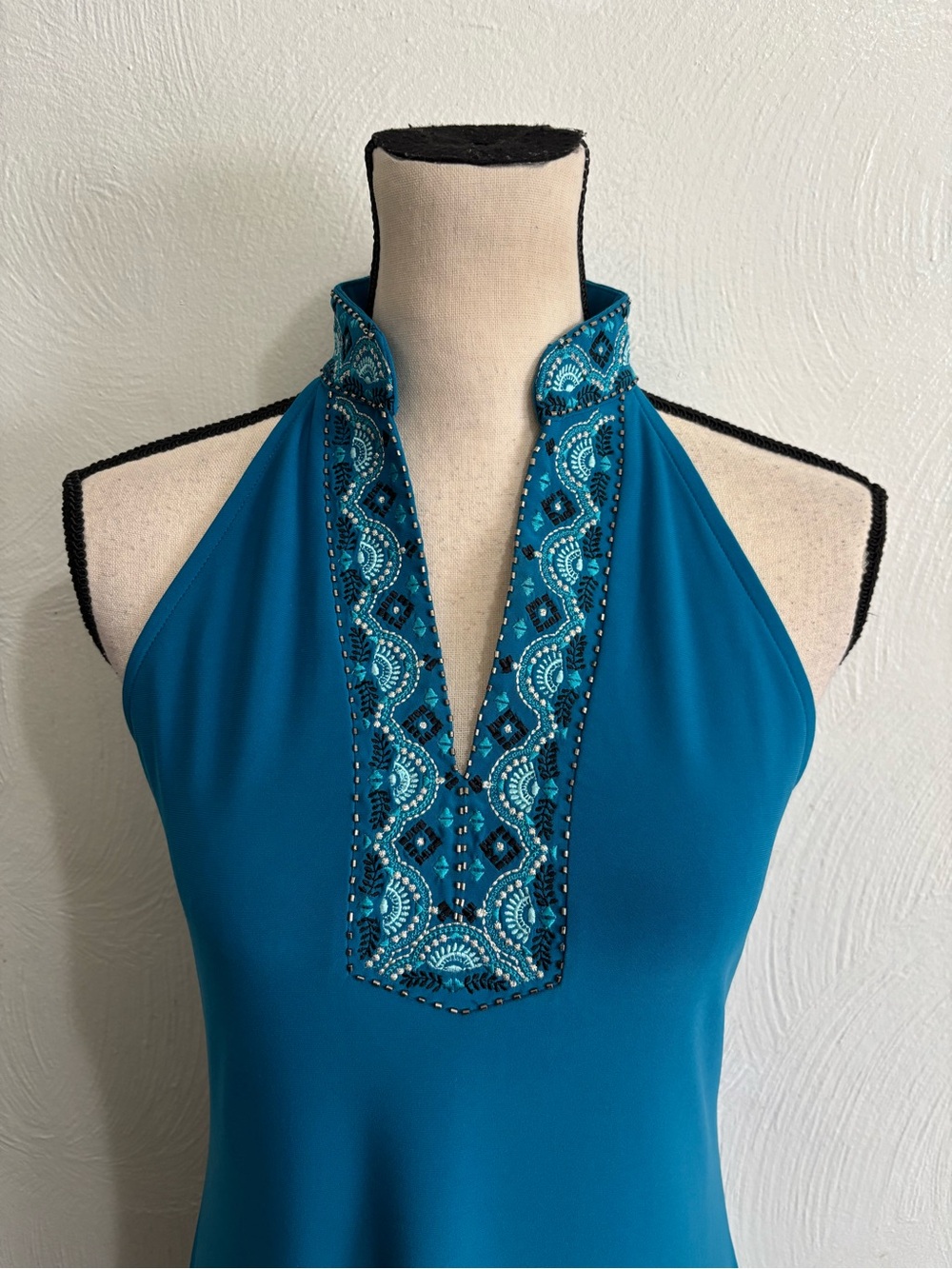 White House Black Market Teal Embellished Women’s Dress 6 P